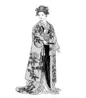 A coloring page of japanese clothing